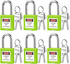 Lockout Tagout Locks 6-Pack｜OSHA Green Loto Locks Keyed Different｜2 Keys/Lock for Industrial Machinery & Electrical Panels｜Chrome Steel & Laser Coding