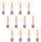 12 - Pack 40W Dimmable LED Edison Bulbs, E26 Base Vintage Light Bulbs - Warm 2700K Filament Edison Light Bulbs for Chandeliers, Pendants & Lamps