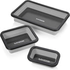 Collapsible Magnetic Parts Tray Set - 3 Different Size Tool Trays for Screw, Bolts, Nuts, Washers, Pins and Other Small Metal Parts, Mechanic Tool Gifts for Men - Light Grey