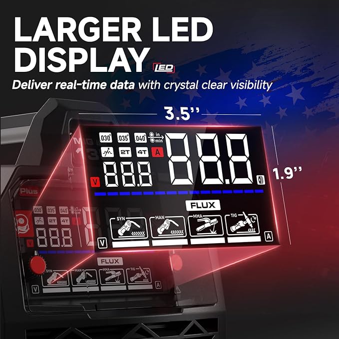 ANDELI 135Amp MIG Welder 110V/220V Dual Voltage, Portable Gasless Welder Flux MIG/Lift Tig/Stick 3-in-1 Multiprocess Welder LED Digital Display Welding Machine IGBT Inverter Welder MIG-135 Plus AE