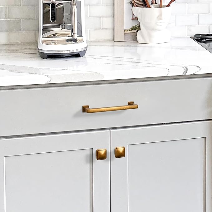 10 Pack 5"(128mm) Vintage Antique Brass Cabinet Pulls Kitchen Cabinet Handles Drawer Pulls Cupboard Hardware for Cabinets CK0078