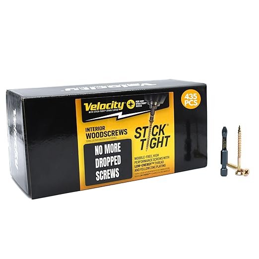 Velocity Interior 2 Inch Wood Screws Contractor Pack (Size #8, 435 Pcs) – Self Tapping Screws with Phillips Bits, Stick Tight Technology, Carbon Steel with Zinc Plating, Durable Storage Organizer