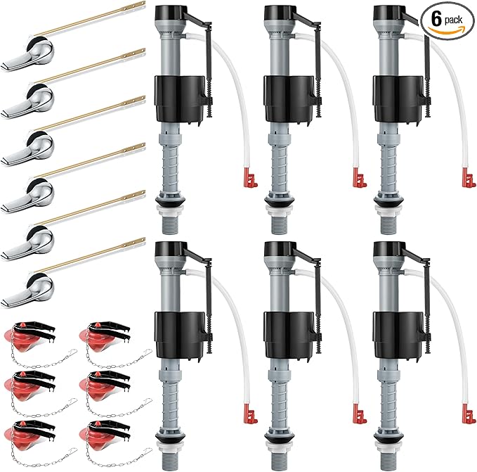 Saillong Universal Toilet Tank Replacement Kit, Include Fill Valve, 2 Inch Low Flow Rubber Flapper, Front Mount Toilet Flush Brass Handle, Adjustable, Quiet, Easy Install Repair Kit