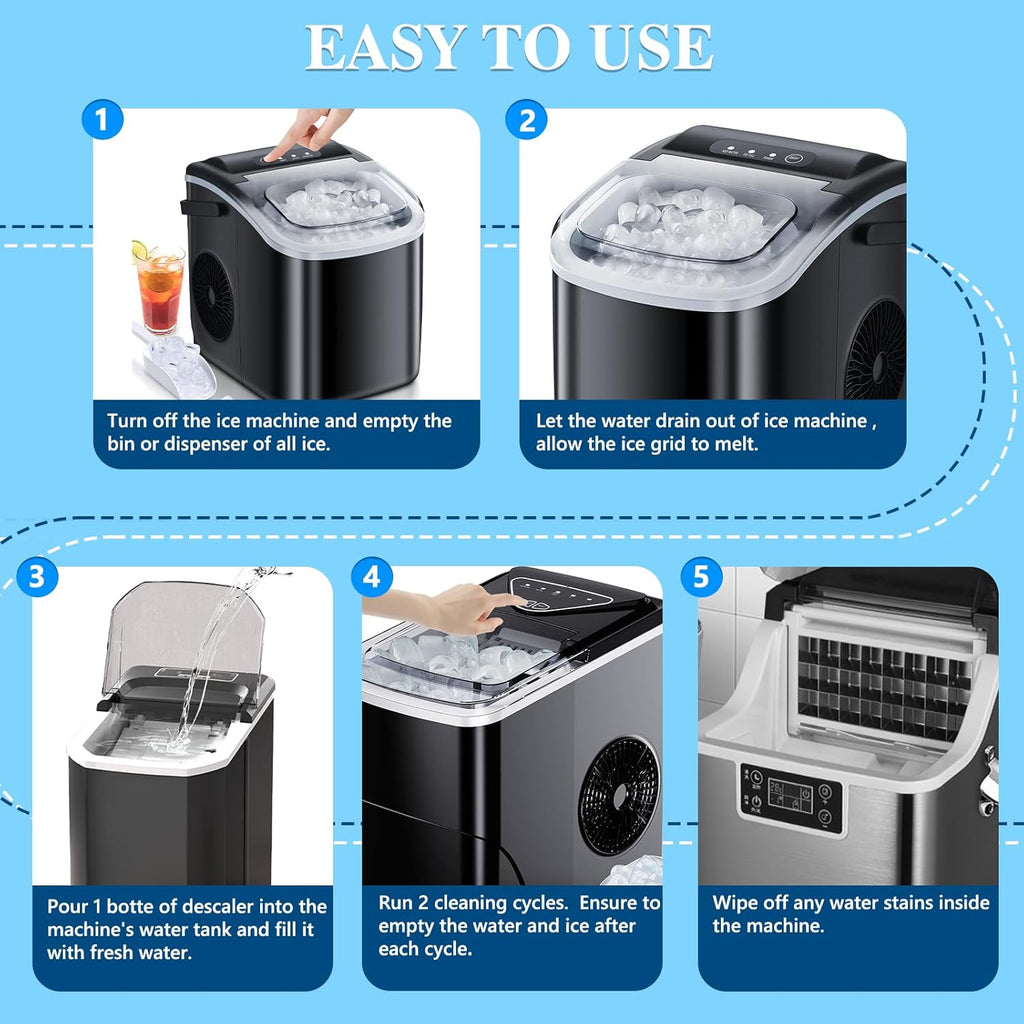 Ice Machine Cleaner Maker Descaler - Nickel Safe Descaler, Ice Maker Cleaner Compatible with Whirlpool, Scotsman, KitchenAid, Affresh, Hoshizaki, GE Opal Cleaning Kit, (1Gallon, 33 Uses)