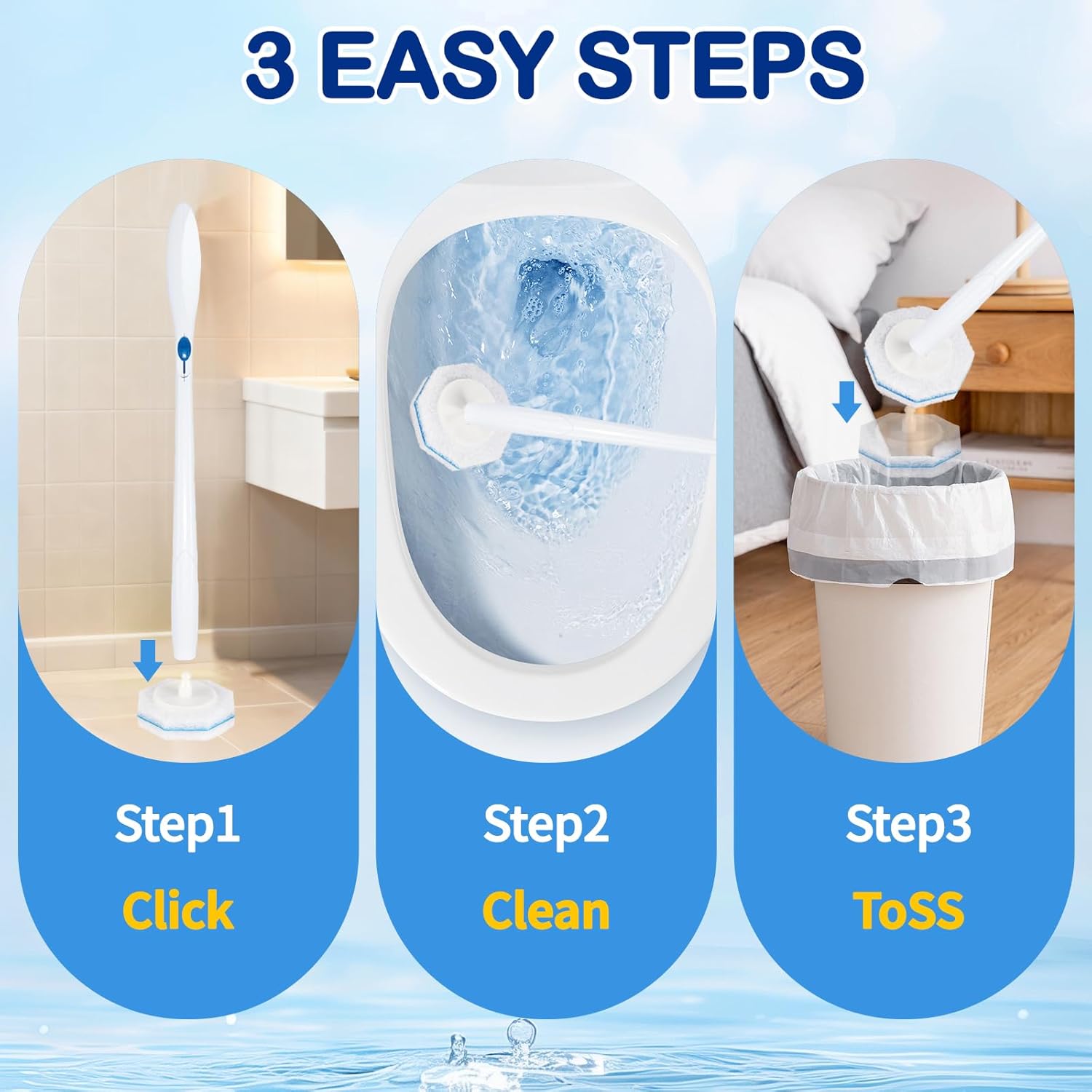 80 Count Disposable Toilet Wand Refills for Toilet Wand, 5X Cleaning Power Scrubber Refill, Bathroom Cleaning Supplies, No Falling Apart, Fresh Fragrance