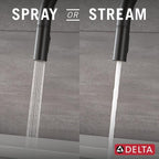 Delta Nicoli Matte Black Kitchen Faucet with Pull Down Sprayer, Bridge 3 Hole Modern Kitchen Sink Faucet, Two-Handle, Matte Black 19867LF-BL