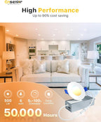 Ensenior 12 Pack 3 Inch LED Recessed Ceiling Light, Dimmable, 2700K-5000K 5CCT, 500LM 6W 120V, High Brightness Canless Wafer Downlight - ETL&FCC&IC