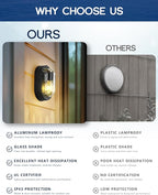 FEMILA 8.5" Oval Bulkhead Light, Outdoor Wall & Ceiling Flush Mount Sconce, Nautical Outdoor Lighting Aluminum with Ripple Glass, Outdoor Wall Sconce for Porch Patio Garage, 4FYX104F BK SW