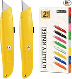 DIYSELF 30 Pack Box Cutter Heavy Duty Aluminium Shell Utility Knife | SK5 Steel Sharp Blade | Retractable Knife for Cutting Cartons Ropes and Cardboard | Home and Office Use (Yellow)