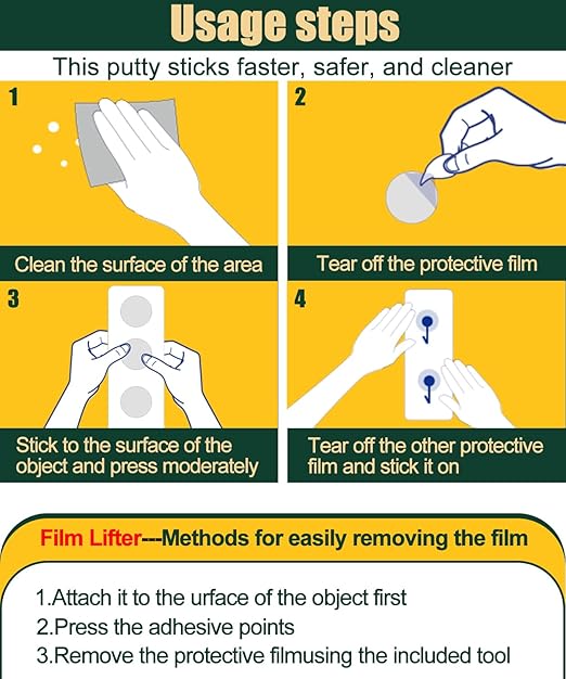 0.8 "&1.18" Glue Clear Dots Double Sided Removable, Mounting Putty for Walls No Damage, Poster Sticky Tack for Hanging Pictures, Dashboard Accessories, Home Crafts, 120 Pcs