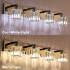 Aipsun Crystal Bathroom Vanity Light Modern Vanity Lighting Fixtures Crystal Vanity Light for Bathroom 4 Lights(Not Include Bulb)