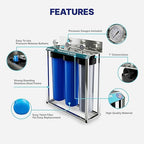 Nu Aqua 3 Stage Heavy Metal Whole House Water Filter System - 20” x 4.5” TDS Reducing Home Filtration - Sediment, KDF Granular Carbon, Carbon Block