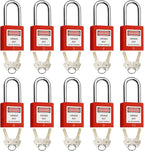 SAFBY Lockout Tagout Locks, Safety Padlock, Keyed Differently Loto Safety Padlocks for Lock Out Tag Out Kits Station (Red 1-10)