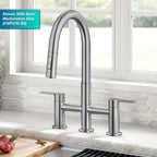 KRAUS Oletto Bridge Kitchen Faucet with Pull-Down Sprayhead in Spot-Free Stainless Steel, KPF-3122SFS