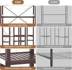 Homykic Bamboo Closet System Clothes Rack, Large Freestanding Garment Rack Clothing Rack for Hanging Clothes with 7 Storage Shelves and 5 Rods, Open Wardrobe Organizer with 4 Hooks, Espresso