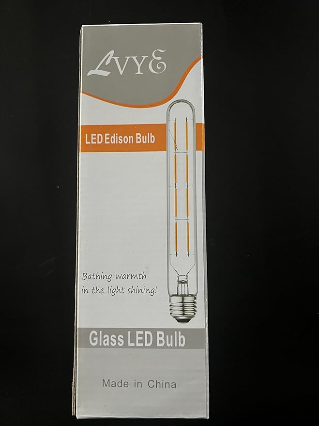 Dimmable Led Tubular Bulb,8.9inch Long Tube Edison Light Bulbs Vintage Filament Bulb 8W,75W Equivalent,2700K Warm White,Amber Glass Cover E26 Medium Base. (4-Pack)