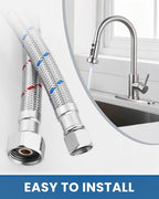 ALEASHA 20'' Length Faucet Supply Line, Stainless Steel Braided cUPC Sink Hose with G1/2" FIP x 3/8" Compression Supply Hose for Sink Faucet Bathroom Kitchen Faucet Connector Water Supply Line 2 PCS