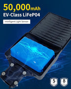 Ofuray Solar Street Lights Outdoor,OL-10000W 50,000Mah High Power Solar Security Flood Lights Parking Lot Lights Commercial Dusk to Dawn,IP67 6500k Led with Remote for Street,Court,Barn