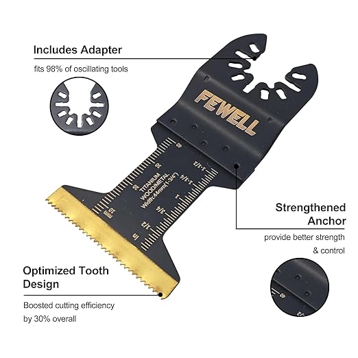 FEWELL 20PCS Titanium Oscillating Saw Blades, Universal Multitool Blades for Hard Materials, Metal, Wood, Plastic, Nails Fits Most Tools