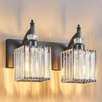 Crystal Vanity Lights - Black, 2 Light Modern Bathroom Vanity Light Fixtures Over Mirror