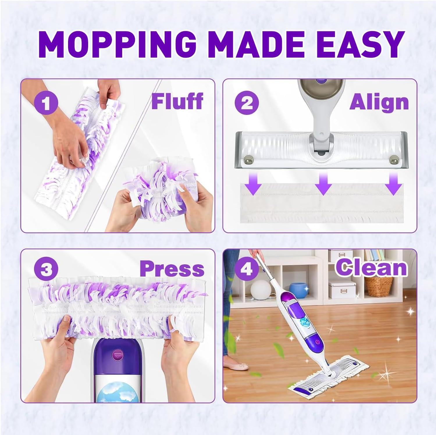 30 Count Power Mop Pads Refills for Swiffer PowerMop Multi-Surface Mopping Pad Disposable Replacement Compatible with PowerMop, Safe on All Finished Floors.