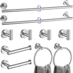 YACVCL 10 Pieces Brushed Nickel Bathroom Hardware Accessories Set, 27.5 Inch Towel Bar Set SUS304 Stainless Steel Towel Holder Set for Bathroom,Wall Mounted Towel Rack Set