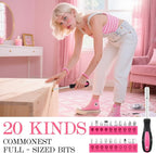 Tool Set, Mini Tool Kit, 49-Piece Household Pink Small Basic Home, Tool Set with Plastic Toolbox Tool Kit for Dorm, Great for Women,College Students, Household Use & More
