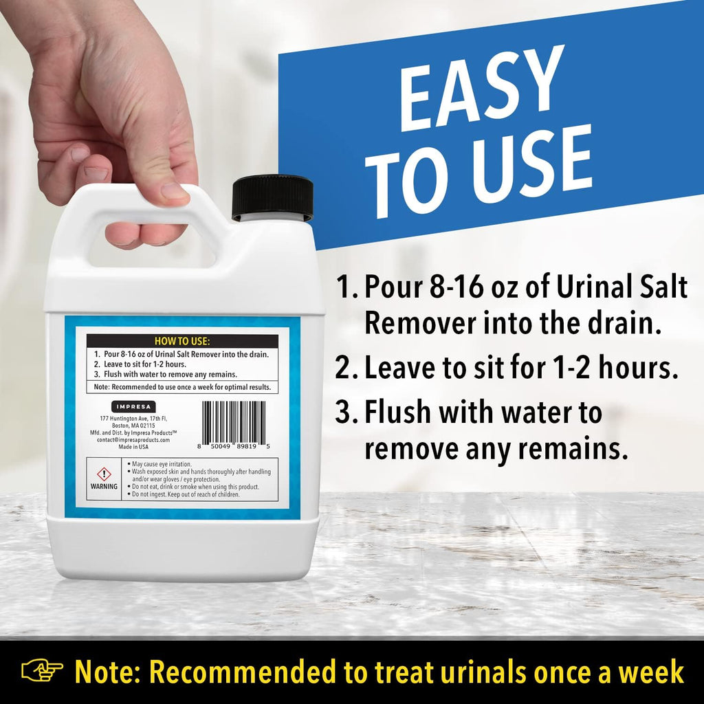IMPRESA Odor-Eliminating Urinal Cleaner & Pipe Descaler - 32 oz Unscented - Removes Rust, Lime, Mineral & Calcium Deposits - Urine Odor Eliminator & Urinal Salt Remover