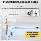 Drain Snake, 2 Pcs Drain Clog Remover(63 In And 35.5In), Upgraded Sink Drain Cleaner, Flexible Plumbing Snake With 4 Claws, Snake Drain Hair Removal Tool, Toilet Snake Drain Clog Remover