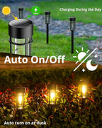 8 Pack Solar Pathway Lights Outdoor, Waterproof Solar Lights Outdoor with Metal & Glass - Auto On/Off, Long-Lasting, Landscape Lighting Garden Decor for Yard, Lawn, Driveway, Walkway
