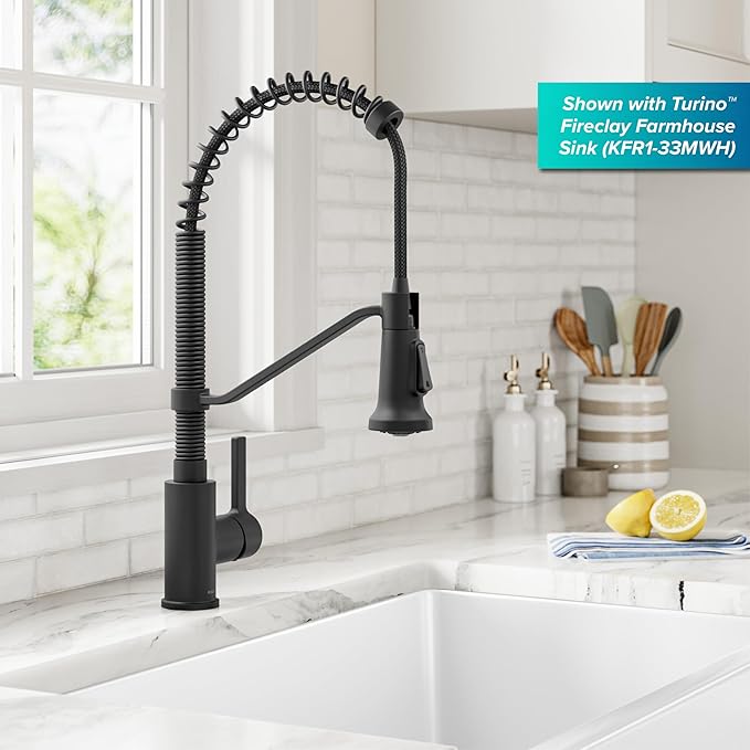 KRAUS Britt Commercial Style 2-Function Single Handle Pull Down Kitchen Faucet in Matte Black, KPF-1693MB