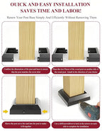 6PCS 3"x 3" Split Deck Post Base Cover, Aluminum Split Type Post Skirt Guardrail Bottom Cover for Railings, Stairs, Patios, Porches, Split Deck Base Bracket Covers(Black)