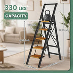 Step Ladder 5 Step Folding Kitchen Step Stool for Adults, Ladders for Home