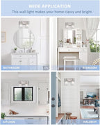 Bathroom Light Fixtures, 2-Light Brushed Nickel Bathroom Vanity Light, Modern Wall Sconces with Clear Glass Shade for Hallway Kitchen Foyer