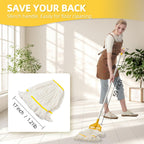 Industrial Heavy Duty Cotton Mop with Two Loop-End String Wet Mop Head,59" Long Handle Looped-End String Wet Cotton Mops for Floor Cleaning