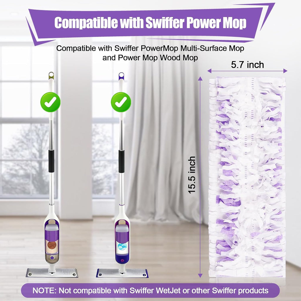 32 Pack Disposable Power Mop Pads for Swiffer PowerMop, 5X Power Mop Refills for Cleaning, 14-Layer Unscented Thickened Multi-Surface Replacement Mopping Pads Refills for Floor Cleaning