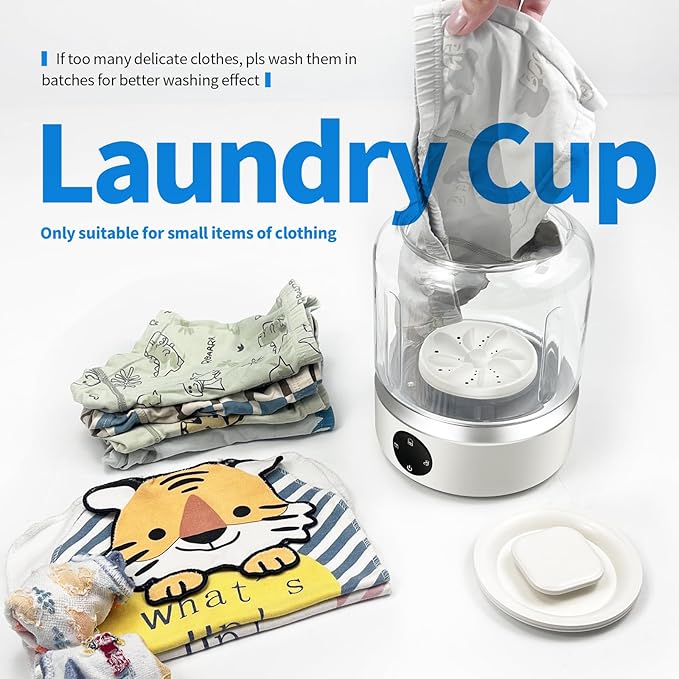 Underwear Washer, Portable Mini Washing Machine,Upgraded Mini Washings Machines,Type-C Rechargeable Cordless Washing-Machine, Laundry Cup for Bra, Underwear, Socks UV 1.5L