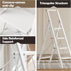 Taranta 4 Step Ladder, Portable Folding Ladder with Wide Pedal, Lightweight Aluminum Step Stool with Convenient Handgrip, 330 lbs Capacity Stepladder for Home, Office - White