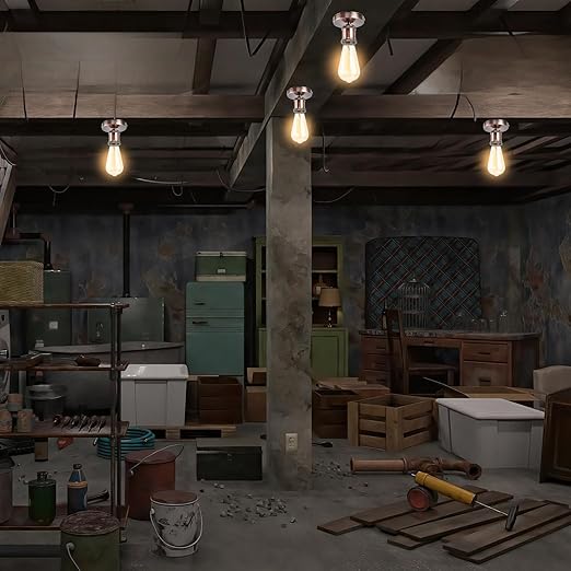 E26/E27 Screw Head Light Socket 100-240V Vintage Ceiling Light Wall Lamp Bulb Holder Socket for Hallway,Kitchen,Basement,Garage,Bar,Restaurant (Rose)