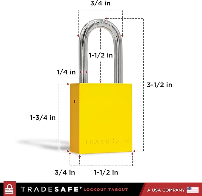 TRADESAFE Lockout Tagout Locks Set - 10 Yellow Aluminum Loto Locks, Keyed Different Lock Out Tag Out Padlocks, 2 Keys Per Lockout Padlock, OSHA Compliant