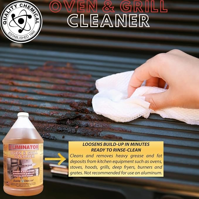 Quality Chemical Oven Cleaner & Grill Cleaner - Heavy-Duty/Fast Acting & Easy to Use/Degreaser/Heavy Duty Oven Cleaner/Best Oven Cleaner/Made in USA - 128 oz (Pack of 1)