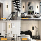 Alabaster Wall Sconces Set of Two, 25in Black Alabaster Sconce, Modern Spanish Natural Marble Sconces Lights, Rectangle Sconces for Bathroom Vanity Bedroom Living Room Staircases Hallway