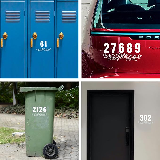 Reflective Mailbox Numbers 4 Inch (0-9) for Outside House Address Number Stickers for Mail Box White Self-Adhesive Stickers-Waterproof and UV Resistant Signs, Door, Address Farmhouse Decor(6 Sets)