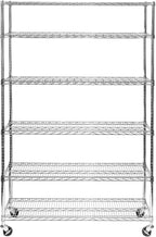 Seville Classics UltraDurable Heavy Duty NSF Solid Steel Wire Rack Storage Unit Wheels, 6-Tier Shelving, 48" W x 18" D
