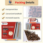 Deck Screws 2 1/2 inch, 500 Pcs Wood Screws #9 x 2-1/2", Rust Resistant, Construction Fence Exterior Screws, Torx Head Drive, 2 Pcs T25 Star Bits Included, Brown