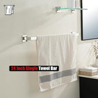 JQK Polished Towel Bar, Rounded Edges 26.41 Inch Towel Rack, 304 Stainless Steel Bathroom Wall Mount, Useable Length 24 Inch, TB250L24-CH