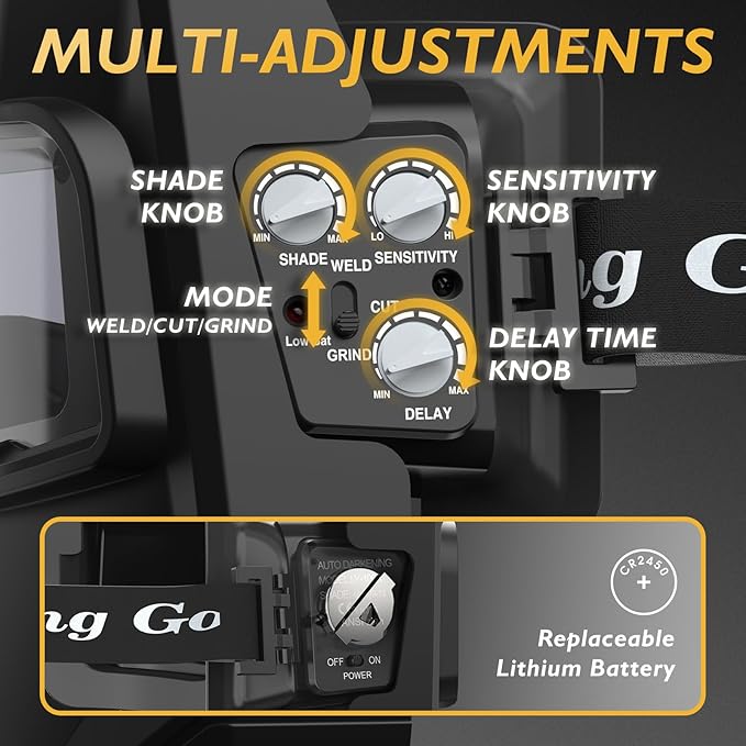 TOOLIOM Welding Goggles Auto Darkening True Color & Detachable Eye Protection Safety Goggles Face Shield Helmet Welding Glasses Welder Mask for Grind Cut TIG MIG Stick