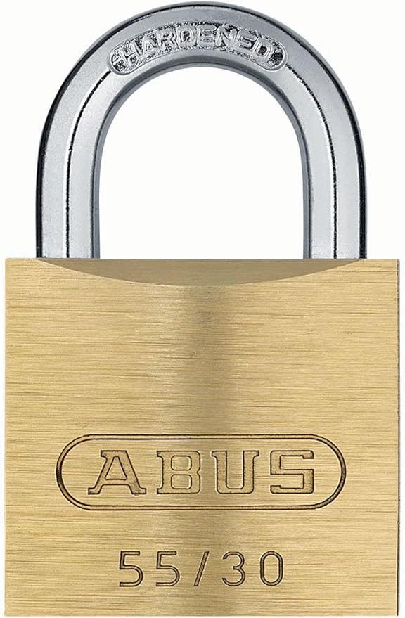 ABUS 55/30 Small Solid Brass Padlock with 2 Keys for School, Gym, Cabinet 1 9/64in (30mm) Wide, Keyed Alike