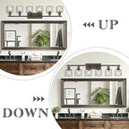 zeyu 6-Light Modern Vanity Light, 42'' Bathroom Lighting Fixtures Over Mirror, Oil Rubbed Bronze Finish with Clear Hammered Glass, ZJF63B-6W ORB