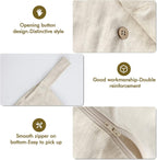 Linen Hanging Laundry Bag, 100% Linen Over The Door Laundry Hamper with Buttons and Zipper, Space Saving Door Hampers for Laundry Dirty Clothes Home Travel, Linen